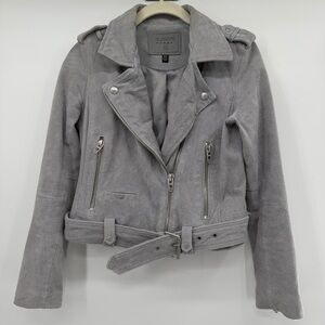 Blank NYC Light Gray Suede Moto Jacket